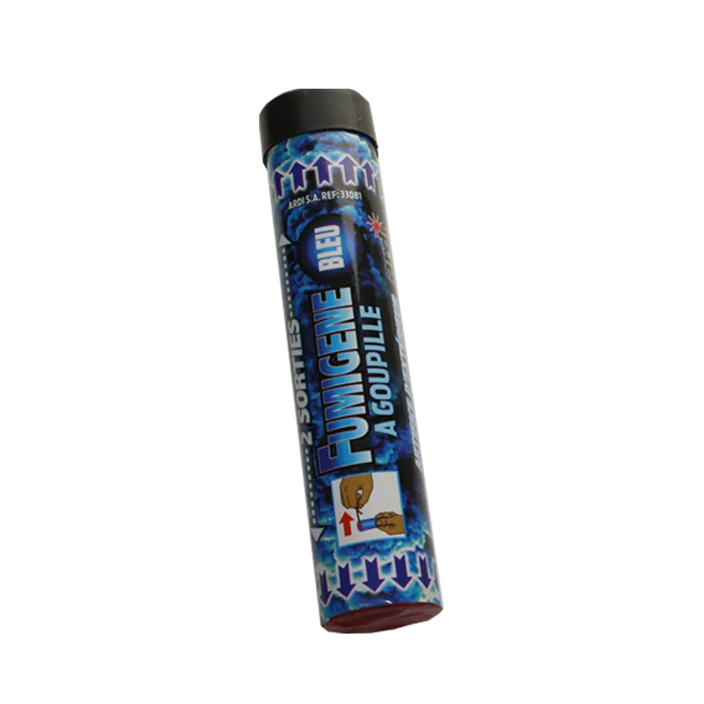 Fumigène à goupilles 2 sorties smoke puff bleu