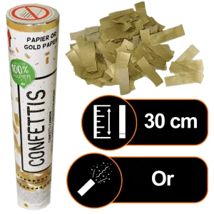 Canon à confettis Manuel 30 cm Biodégradable Or