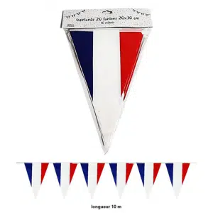 Guirlande de 20 fanions Bleu Blanc Rouge