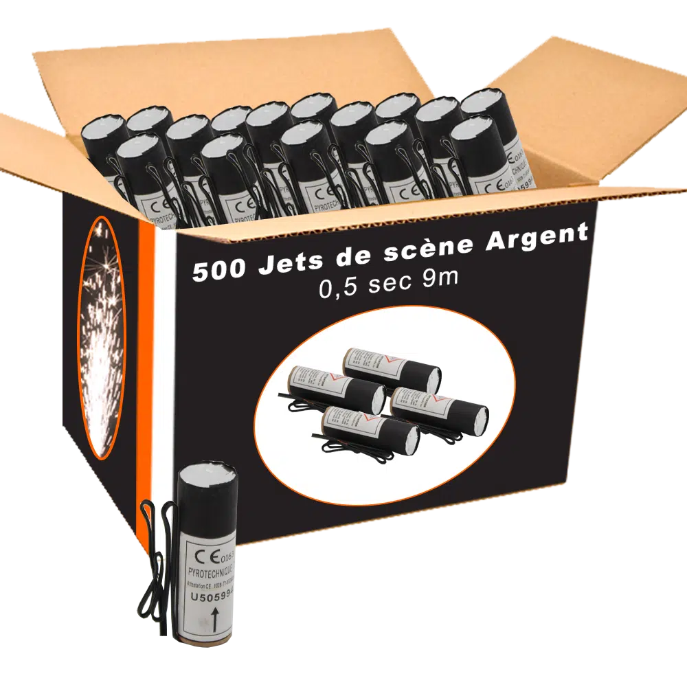Carton de 500 jets de scene de 0,5 sec 9m de haut parfait pour podium
