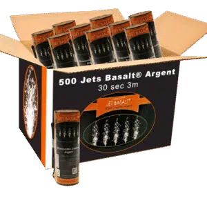 Carton de 500 jets basalt® 30 sec 3m Argent intérieur pour mariage anniversaire indoor