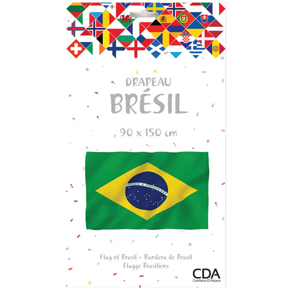 Drapeau Brazil en matière polyester dimensions 90x150cm