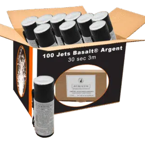 Carton de 100 jets basalt® 30 sec 3m Argent intérieur pour mariage anniversaire indoor