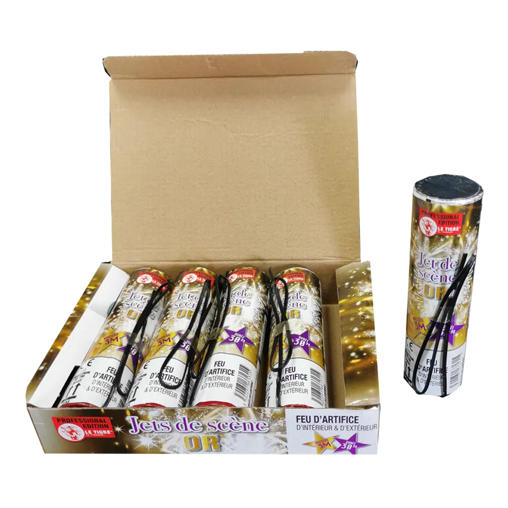 Jet de scène Or homologué en intérieur 30 secondes 3m avec inflammateur integré