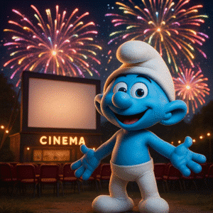 Les schtrumpfs tirent un feu d'artifice pour la sortie du film