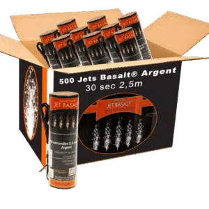 Carton de 500 jets basalt® 30 sec 2,5m Argent intérieur pour mariage anniversaire indoor