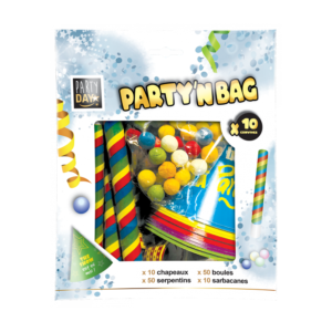 Part N Box pour 10 personnes -Sac pour faire la fête 10 personnes chapeaux serpentins boules et sarbacanes