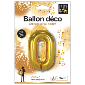 Ballon couleur OR à gonfler à l'hélium Chiffre 0