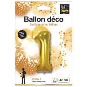 Ballon couleur OR à gonfler à l'hélium Chiffre 1