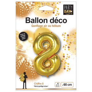 Ballon couleur OR à gonfler à l'hélium Chiffre 8