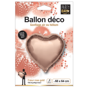 Ballon coeur gonflage air ou hélium rose