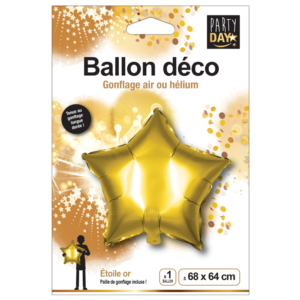 Ballon étoile gonflage air ou hélium or