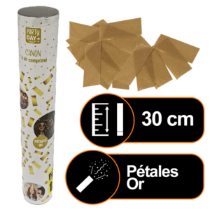 Canon à confettis 30 cm manuel Pyra Party Day Pétales Or